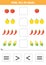 Compare the number of vegetables. More, less, or equal.