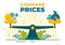 Compare Prices Vector Illustration of Inflation in Economy, Scales with Price and Value Goods in Flat Cartoon Hand Drawn