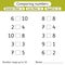 Comparing numbers. Less than, greater than, equal to. Number range up to 10. Preschool, elementary school. Worksheets for kids