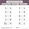 Comparing numbers. Less than, greater than, equal to. Number range up to 10. Worksheets for kids. Preschool, elementary school