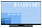 Comparing TV resolutions on television screen. TV ultra HD resolution