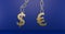 Comparison euro and dollar exchange rates. Gold euro and dollar symbols on chains, EURO currency versus Dollar, EURO vs Dollar, 3D