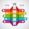 Comparison infographic. Business chart with choice elements or products infotable versus arts vector compare graph