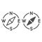 Compass with arrow directions line and solid icon. Navigator equipment outline style pictogram on white background. Job