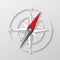 Compass arrow object . 3d Navigation and direction icon with shadow. Direction and navigation compass sign for