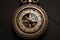 Compass on a dark background. Close-up. Travel concept, Retro compass that looks like it belongs to a pirate, AI Generated