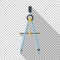 Compass drawing tool icon in flat style on transparent background