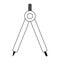 Compass geometric utensil cartoon in black and white