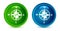 Compass icon artistic shiny glossy blue and green round button set