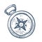 Compass isolated sketch marine navigation nautical equipment