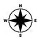 Compass main directions icon black white background