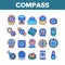 Compass Navigational Equipment Icons Set Vector