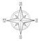 Compass rose with cardinal points. Hand drawn sketch