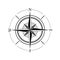 Compass rose with four cardinal directions - North, East, South, West on white background. Illustration