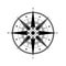 Compass rose with four cardinal directions - North, East, South, West on white background. Illustration