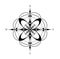 Compass rose with four cardinal directions - North, East, South, West on white background. Illustration