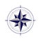 Compass rose with four cardinal directions - North, East, South, West on white background. Illustration