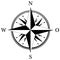 Compass rose vector with German East description. Four wind directions.