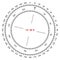 Compass scale for navigation and orientation. Circle divided by 360 degrees. Vector illustration. Indicates the north direction