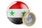 Compass with Syrian flag. Travel and tourism in Syria concept. 3D rendering