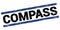 COMPASS text on black-blue rectangle stamp sign