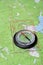 Compass on topographic map