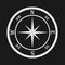 Compass, white compass on a black background. Compass icon.