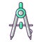 Compasses school icon, cartoon style