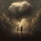 Compassion In Dark Clouds: A Captivating Digital Art With Childlike Wonder