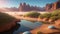 A Compelling Rendered Scene Of A River With Rocks And Trees AI Generative