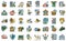 Compensation icons set line color vector