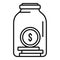 Compensation jar coin icon, outline style