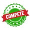 COMPETE text on red green ribbon stamp