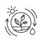 Competent photosynthesis black line icon. The process by which green plants and certain other organisms transform light energy