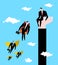 Competition Business concept. Businessman jet pack is ahead