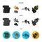 Competition, contest, equipment, tires .Paintball set collection icons in cartoon,black,flat style vector symbol stock