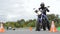 Competition Moto gymkhana events, the start of the motorcycle from cones