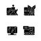 Competitive games types black glyph icons set on white space
