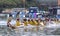 Competitive racing in the Dragon Boat Festival in Lamma island .Dragon boat racing is a popular water sport in Hong Kong.