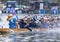 Competitive racing in the Dragon Boat Festival in Lamma island .Dragon boat racing is a popular water sport in Hong Kong.