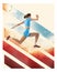 Competitive young girl, professional athlete in motion, doing long jump. Creative collage. Poster