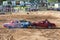 Competitors in the demolition derby in Burnet, Texas