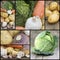 Compilation collage of fresh food with a theme of Winter vegetables