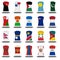 Compilation of nationals flag shirt icon on white background part 710