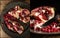 Compilation of pomegranate images in moody natural light set up