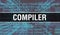 COMPILER with Digital java code text. COMPILER and Computer software coding vector concept. Programming coding script java,