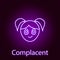 complacent girl face icon in neon style. Element of emotions for mobile concept and web apps illustration. Signs and symbols can