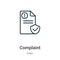 Complaint outline vector icon. Thin line black complaint icon, flat vector simple element illustration from editable gdpr concept