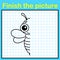 Complement the bee with a symmetrical picture and paint it. A simple drawing game for kids