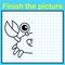 Complement the crab with a symmetrical picture and paint it. A simple drawing game for kids